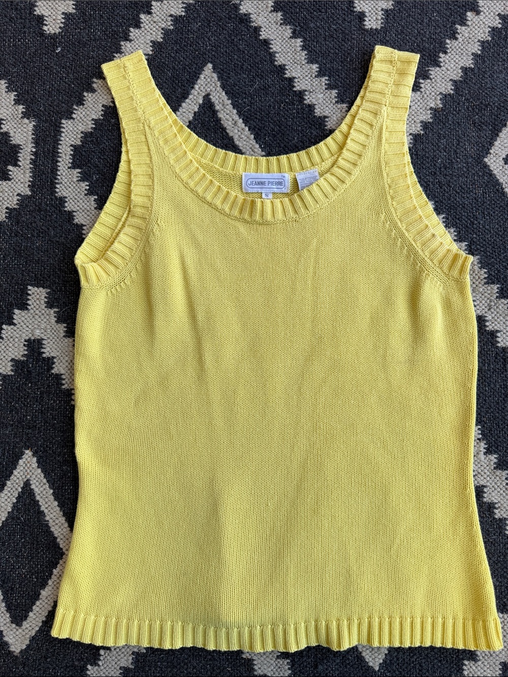 JEANNE PIERRE Lemon Yellow Ribbed Trim Knit Tank